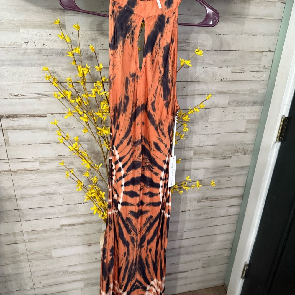 Orange and Black Tie-Dye Maxi Dress